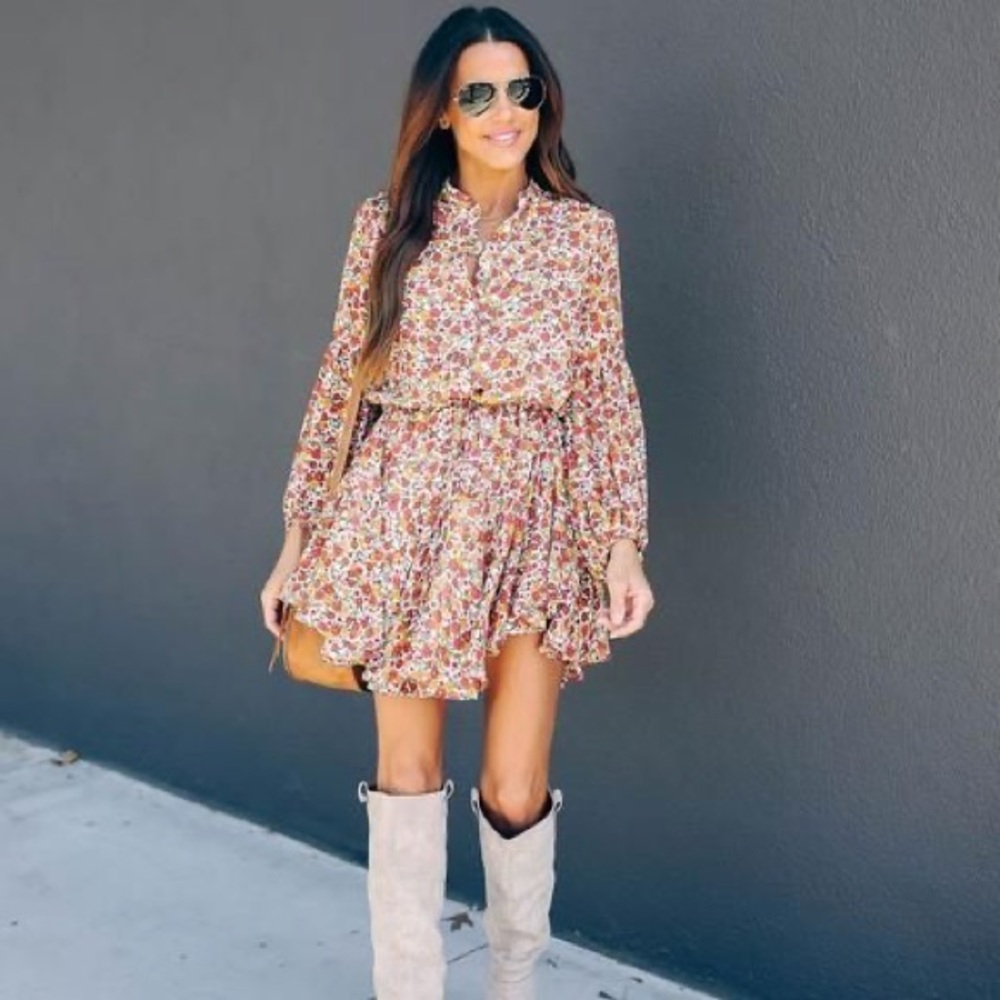 VICI Floral Balloon Sleeve Dress